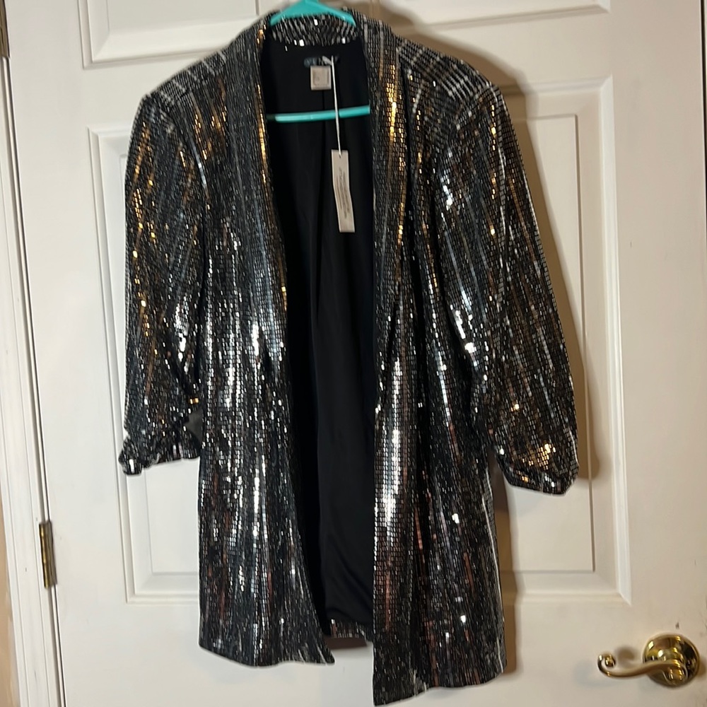 Size 16 Venus silver sequin blazer 3/4 slouch sleeves - NWT